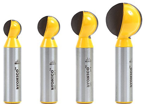 YONICO Groove Ball End Router Bit Set 4 Bit 1/2-Inch Shank 14471