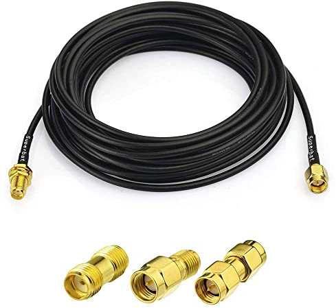 Superbat SMA Kabel 5m WLAN Antenne Antennenkabel Verlängerungs + 3 Stück RF Koaxial SMA-Adapter Kit für WiFi Antenne,4G LTE, 5G Modem Router, Ham Radio/GPS/WiFi/SDR Ausrüstung