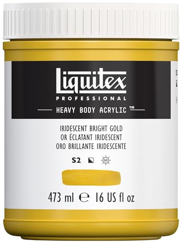 Liquitex 4412234 Professional Heavy Body Acrylfarbe in Künstlerqualität mit ausgezeichneter Lichtechtheit in buttriger Konsistenz, 473ml Topf - Irisierendes Gold