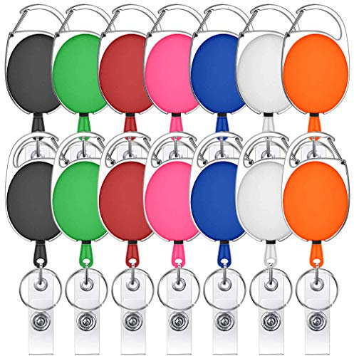 YTBUBOR 14 Stück Schlüsselanhänger Ausziehbar, Schlüsselband Ausziehbar einziehbarer schlüsselanhänger ausziehbarer schlüsselanhänger für Kartenhalter Ausweis und Schlüssel, 7 Farben