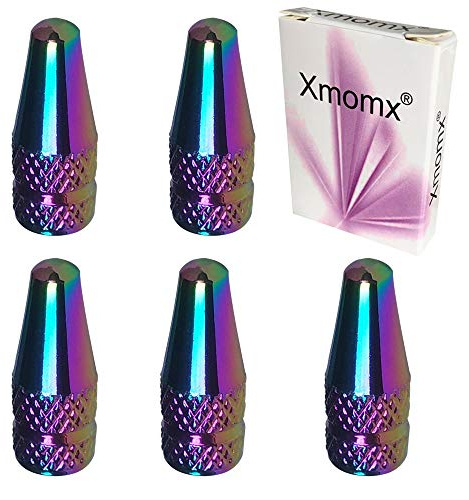 Xmomx 5 Pcs Fantasy Colorful MTB Presta Bike Bicycle Road Racing Coloured Metal Anodized Machined Aluminum Alloy Tire French Style Valve Cap Dust Covers