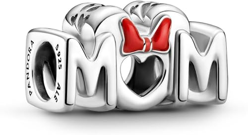 PANDORA Disney Minnie Maus Schleife & Mum Charm aus Sterling Silber, Breite: 14,7mm, 799363C01