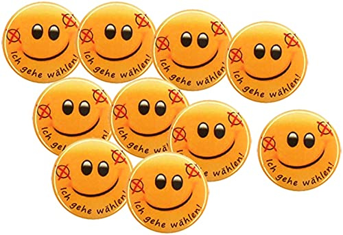 Smiley 25 mm im Durchmesser aus Metall Ich gehe wählen. Mit Nadel. Kleine dezente Buttons.
