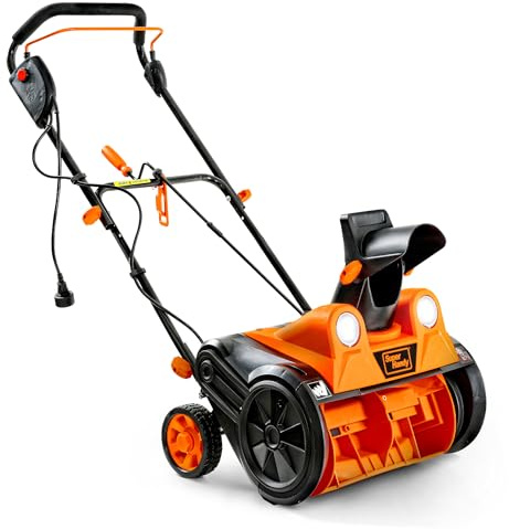 SuperHandy Spazzaneve elettrico con cavo, larghezza 46×25 cm, getto 7 m, capacità 320 kg/min, fari LED, ideale per vialetti, marciapiedi e cortili