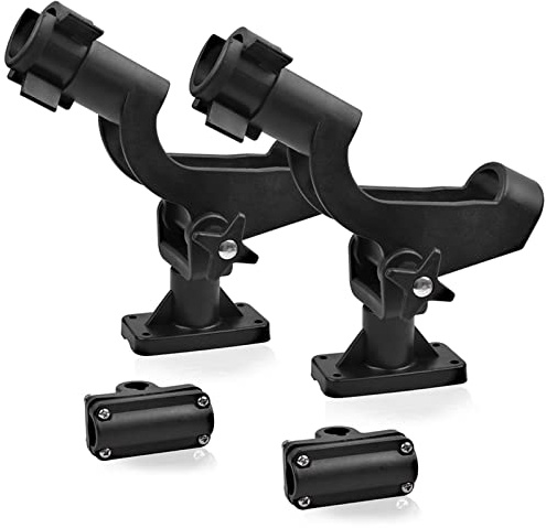 Bootsrutenhalter 2 Stück, 360° drehbar Angelrutenhalter, verstellbar Kajak Rutenhalter aus korrosionsbeständigem ABS, universell passend für Boot, Kajak, Kanu und Angelsteg