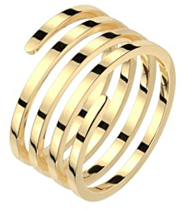 Paula & Fritz® Ring Damen Motivring Spirale Gold 316L Chirurgenstahl Größe 52 (16,6) - 62 (19,7) 11,1-mm breit Damen-Ring Herren-Ring Partner-Ring