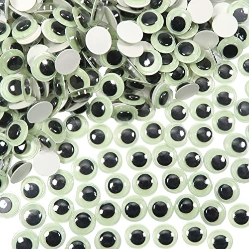TOAOB 300 Stück Fluoreszierende Wackelaugen Selbstklebend Runde 10mm Kunststoff Augen für Scrapbooking Kunsthandwerk Zubehör