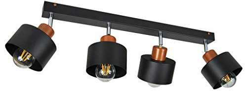 alfalux Deckenlampe Mit 4 Lampenschirmen LED Metall-Deckenleuchte Spot-Leuchte Lampe Deckenstrahler Wohnzimmerlampe Schlafzimmerlampe Wohnzimmer Deckenleuchten Schwenkbar 4PRST6005MO Schwarz/Messing