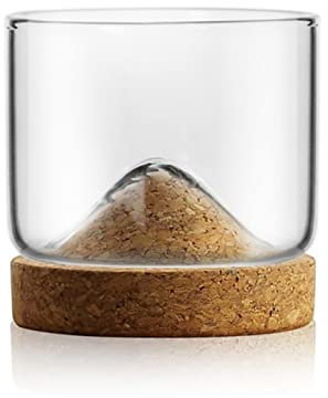 KAYLRE Beer Mug Mountain Whiskey Glass with Wooden Base Creative Beer Glass Wine Water Tea Cup Japanese Household Tea Cup Drinkware Accessories Beer Mugs (Color : C, Size : 120ml)