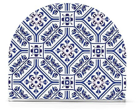 WELLDAY Napkin Holder, Blue and White acrylic Napkin Holder for Table Standing Napkin Holders for Table, Kitchen & Dining Room Decor