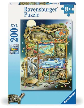 Ravensburger barnpussel - 12000866 reptiler på hyllan - 200 bit XXL-pussel för barn från 8 år och uppåt