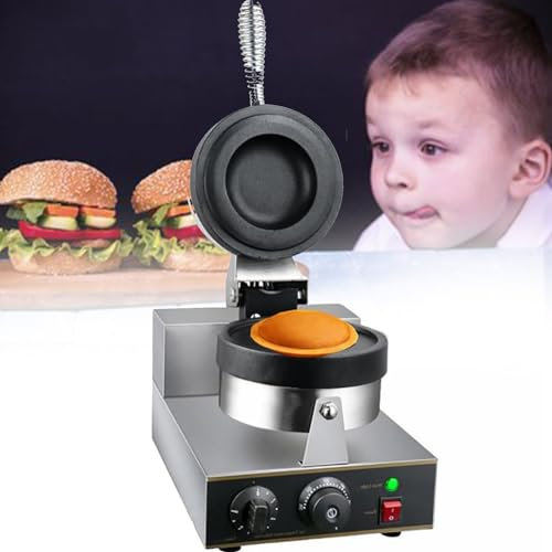 DPQYJPP Gaufrier Commercial Hamburgers, gaufrier antiadhésif, Machine à Hamburgers farcis à la crème glacée, Presse à Hamburger Manuelle, Plage contrôlable 50 à 300 °C,Singlehead