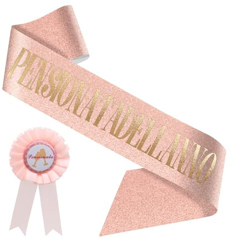 Scettar Fascia Pensione Donna con Spilla,Gadget Pensione,Pensionata dell'Anno Donna Spilla Decorazione Addobbi Regali Festa di Pensione