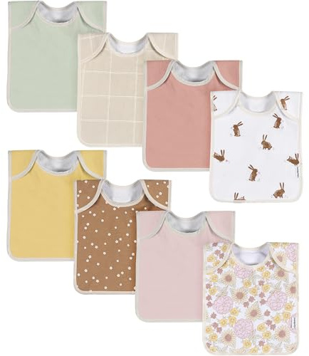 Gerber Baby Unisex Lap Shoulder Bibs 8-Pack, Multi Pink, One Size