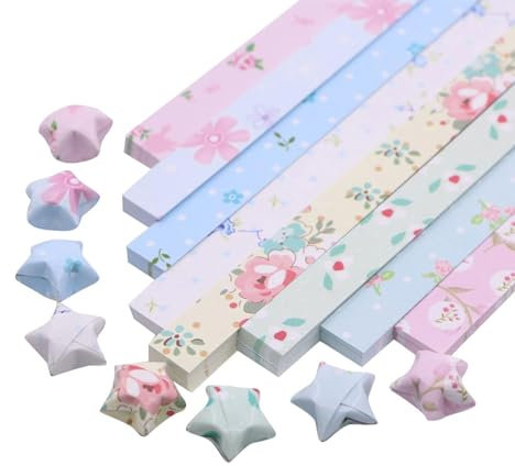 Kotkiddy Lot de 400 bandes de papier origami avec motif floral mignon pour origami - Bandes de papier origami pour travaux manuels - Bandes de papier origami colorées