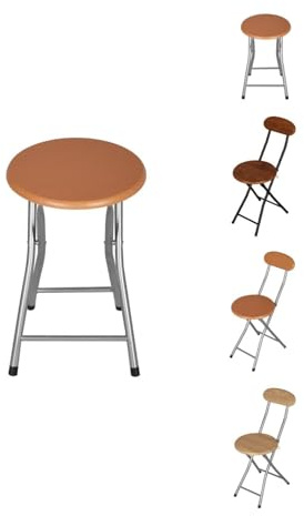 Jardin202 - Taburete Plegable para Cocinas y salón | Plegable | Pack 2 uds (Plata/Madera - 45 cm)
