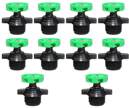 10PCS Micro Sprinkler, 1/2Inch Automatic 360 Degree Sprinkler Heads, Water Sprinkler System Large Coverage for Garden Plants Lawn Watering Lawn Irrigation (Plastic, Green)