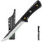 FULLHI Cuchillo Deshuesador de Acero al Carbono con Mango de Madera y Funda, Cuchillo de Cocina para Deshuesar, Pescar, Acampar, Barbacoa, etc. (Negro, 14,1cm)