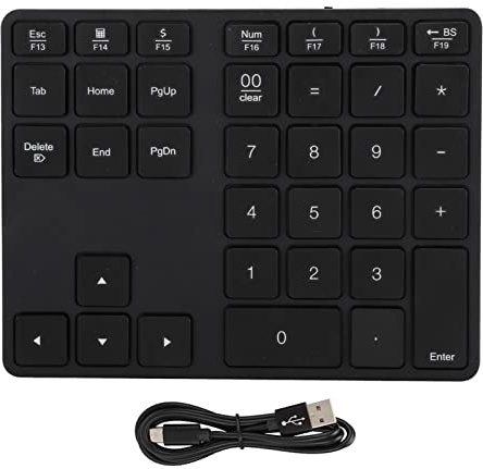 flexman 35 Tasten BT 5.0 Nummernblock, Aluminiumlegierung, Intelligentes Power Management Nummernpad mit Anpassbarem Mac Modus für Win8/8.1/10, Mac OS (Schwarz)
