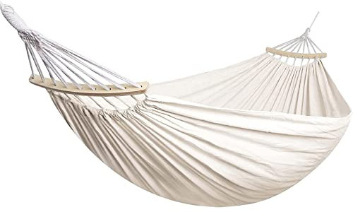 Outdoor Camping Hammock with Spreader Bars Durable Canvas Fabric and Sturdy Metal Knot 300kg Load Capacity Ideal for Garden Patio Yard and Travel 210 X 150 cm