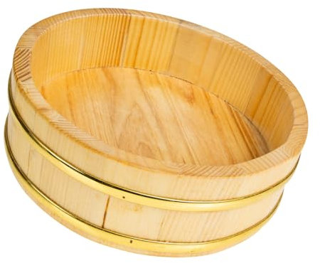 Amosfun Fine Craftsmanship Japanese Cuisine Wooden Bucket Serving Tray for Sushi Rice