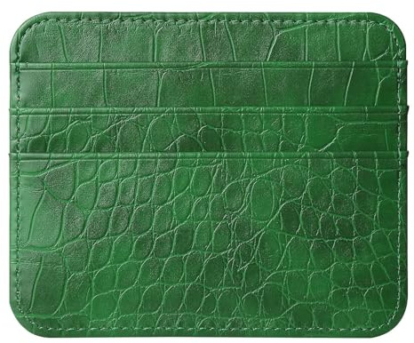 hxusin PU Leather Ultra-Thin Wallet, Retro Double-Sided Card Insertion Wallet, Minimalist Credit Card Protection Cover, Multi Slot Card Holder for Men and Women (Green)