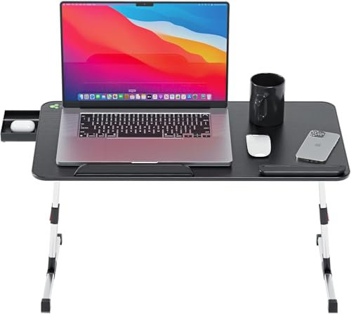 Laptoptisch Notebooktisch Betttisch 5-Stufen höhenverstellbar, neigbar und klappbar - Ablagefach - Laptop- und Maushalterung - Laptops bis 17 - Winkel einstellbar 4- Fach