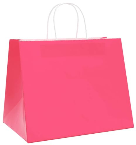 vidaXL Papiertragetaschen 250 Stk., Papiertüten mit Henkeln, Papiertüten, Geschenktüten für Einkaufen Hochzeiten Verpackungen Partys Geburtstag Weihnachten, Rosa 32x22x24cm