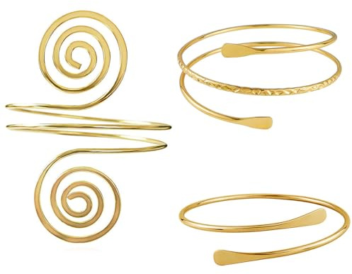 3Pcs Arm Cuff Bracelet for Girls Women, Adjustable Open Wide Wire Bracelets Bangles, Adjustable Upper Arm Cuff, Minimalist Style Bangle Open Armlets Fashion Wrist for Date Party Daily Travel Gift