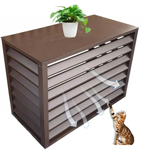 Cubierta Protectora for Aire Acondicionado Exterior de Aluminio, Funda for Unidades Split en Exteriores, Valla Decorativa(Brown,2-3P:110X60X80)