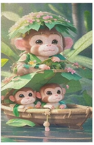 AFFE Puzzle 1000 Teile, Holzpuzzle Herausforderndes Geschicklichkeitsspiel Für Die Ganze Familie, Kinder Erwachsenenpuzzle Ab 12 Jahren （78×53cm）
