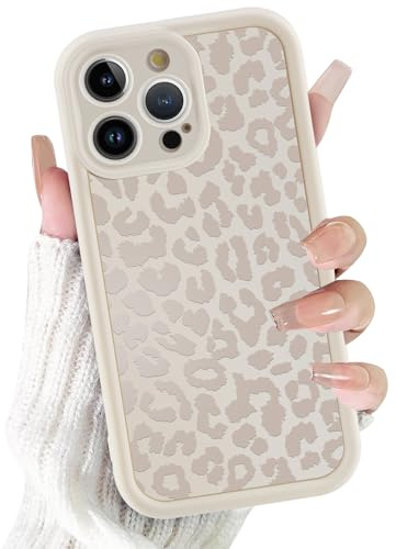 ZhuoFan Handyhülle für iPhone 13 Pro hülle 6,1”, Aesthetic Leopard Muster Weiß Design Matte Schutzhülle Kameraschutz Ultra Weich Silikon Dünn TPU Case Stoßfest Kratzfest Bumper Cover, 07
