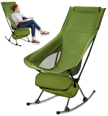 Generisch Camping -Klappstuhl - Klappbarer Oxford -Stoff -Schaukelstuhl | Patio Lounge Möbel mit unterer Tasche, komfortabler Außenstuhl für Terrasse, Innenhof, Schwimmbäder und Camping