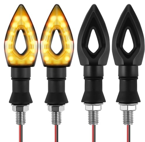 URAQT Motorcycle Led Turn Signal Light, 4 PCS Universal Watertight Motorbike Turning Indicators, 12V Turn Signals Blinker, Daytime Running Lights Brake Lights for Motorcycle Scooter (Amber)