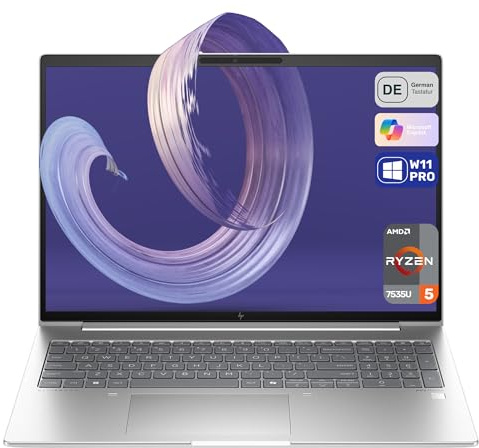 HP EliteBook 665 G11 Laptop, AMD Ryzen 5 7535U, 64 GB DDR5 RAM, 2 TB PCIe SSD, display WUXGA da 16, AMD Radeon 660M, tastiera QWERTZ, Windows 11 Pro, argento