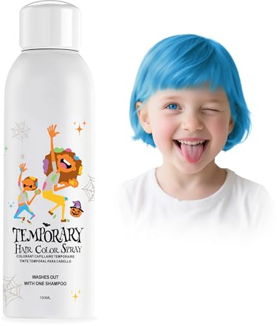 Blaue Temporäre Haarfärbespray, Sofortige Farbige Haarfärbe-Alternative für Teenager Frauen, Einweg Waschbar, Schnelles Styling für Party Cosplay Weihnachten Halloween, 150ml