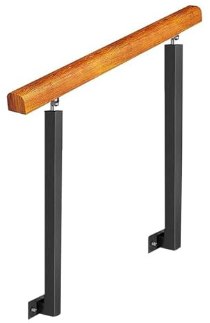 Barandillas de madera para porches exteriores. Barandilla ajustable de acero al carbono para escaleras de hormigón o madera. (100cm/39.4in)