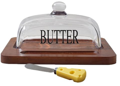 Burriera | in con coperchio, contenitore per burro con taglierina, tavolo da pranzo da cucina per colazione, picnic, bar, panetteria