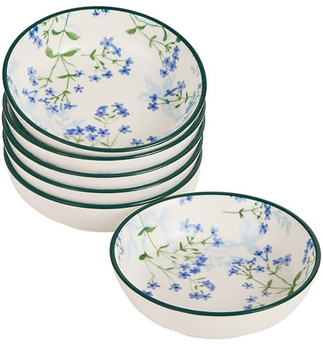keramwerk Dipping Bowls,Soy Sauce Dish Ceramic,4 OZ Small Serving Bowls for Side Dishes Casual Design,Set of 6 Mini Appetizer Plates for Condiment Sushi Ketchup BBQ Party,4 Inch