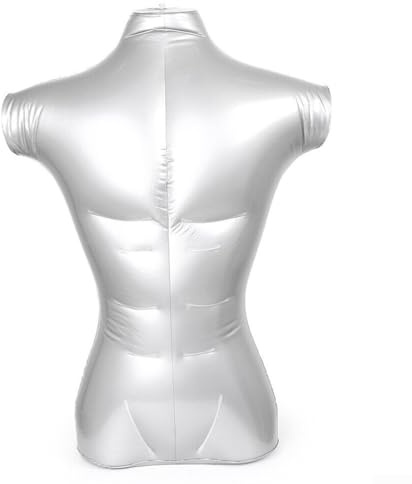 TDCuizent Buste de mannequin gonflable en plastique PVC pour homme, pour vêtements, hauts, vestes, écharpes, bijoux et accessoires dans les boutiques, salons, musées