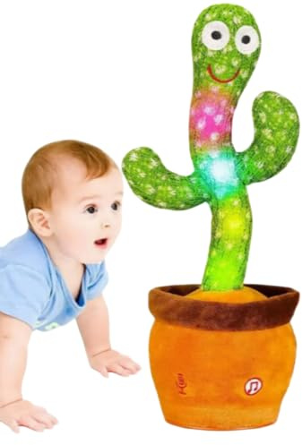 Talking Cactus Toy - Singing Dancing Cactus Toy for Kids - Repeats What You Say - Musical Mimic Baby Cactus - Speaking Dancing Gift - Voice Activated Fun Toy (Requires 3 x AA Batteries - Not Included)