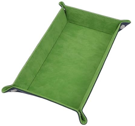 QAUUCP Leder Taschenleerer 1 Stück rechteckiges Aufbewahrungstablett aus PU-Leder und Samt, faltbar, for Würfel, Tischspiele, Schlüssel, Geldbörse, Münzen, Kleinigkeiten, Serviertablett(Color 1)