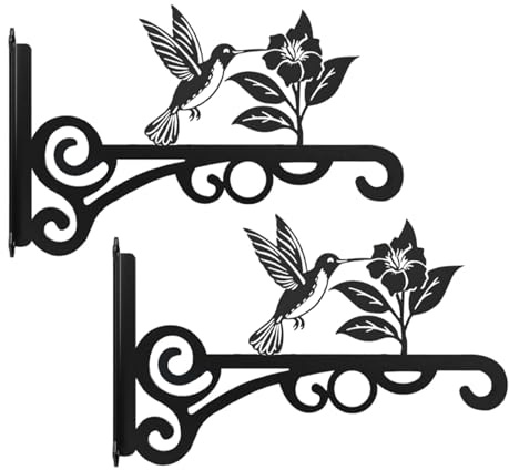Blumenampel Halterung Wand 2er Set, Metall Schwarz mit Vogelmotiv Haken, für Blumenampel Stabile Wandhalterung Blumenampel, für Balkon Garten Terrasse Haken für Blumenampel Dekorativ und Vielseitig
