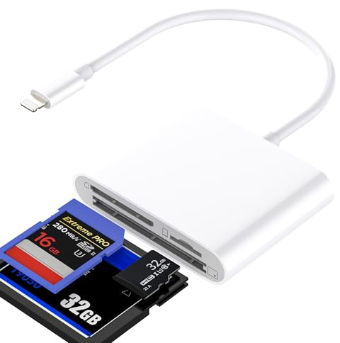 SD Card Reader for iPhone 14 13 12 Pro Max Digital Camera Adapter Memory Stick Transfer Micro SD for iPad Lightning for Apple CF TF Compact Converter Photo Cable Connection External Fast Multi Adaptor