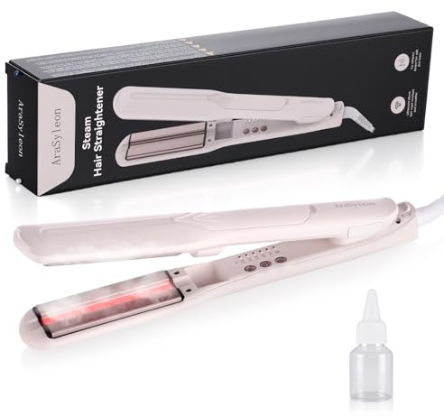 AraSyloen Alisador de Vapor Infrarrojo - Planchas Anchas de Cerámica 90mm - Alisado Duradero Anti-Frizz y Antihumedad, para Cabello Rizado/Largo (140-220°C, Apagado Auto)