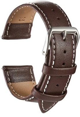 yangfangmei Klockarmband Universalarmband 18 mm 20 22 24 Klocktillbehör Mjuka ersättningsarmband(Brown White Line,20mm)