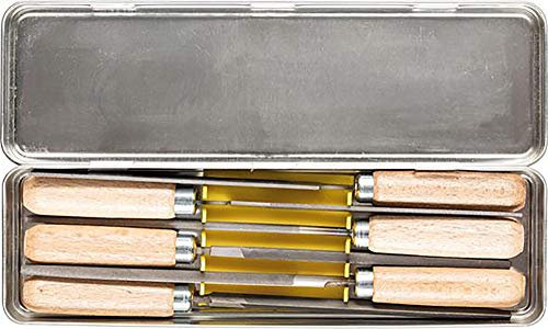 PFERD Schlüsselfeilen-Set 265 K in Metallbox, 6 Feilen, 100mm, mit Holzheften, 11700265 – für eine große Bandbreite von filigranen und leichten Feilaufgaben geeignet