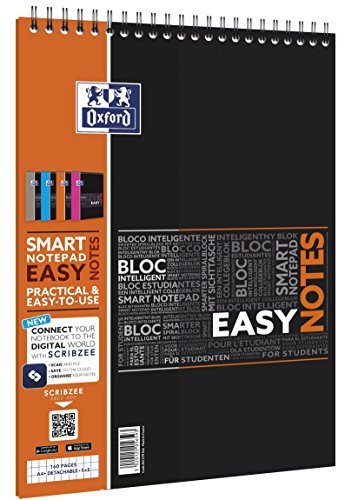 OXFORD 400019526 Easynotes Studium 5er Pack mit 4 Farben Digitaler Notizblock A4 kariert 80 Blatt
