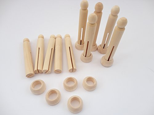 Creamore Crafts 1,10,20,30,50 Natural Wooden Wood Dolly Pegs With Stands 95mm Craft Models - Pack Size: 10