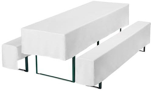 Gräfenstayn® Valentin - Biertischhussen-Set 3 TLG für Bierzeltgarnitur - 50cm oder 70cm Tischbreite - mit Öko-Tex Siegel Standard 100 : Geprüftes Vertrauen 30571 (Weiß, 70x220cm)